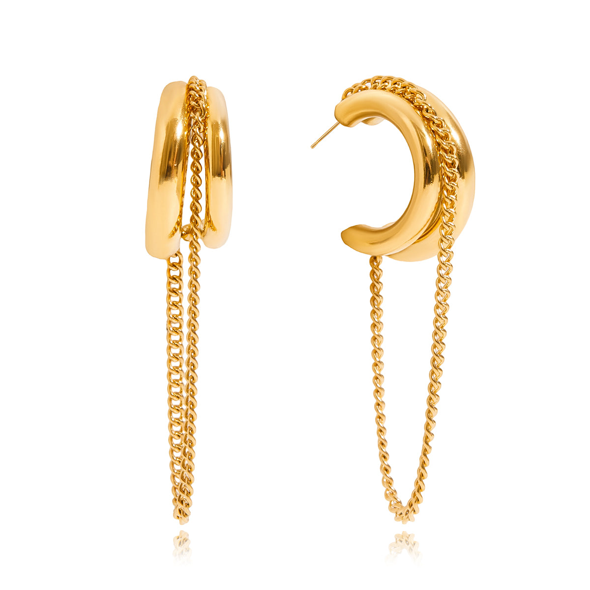 Aretes Dorados con Detalle Colgante