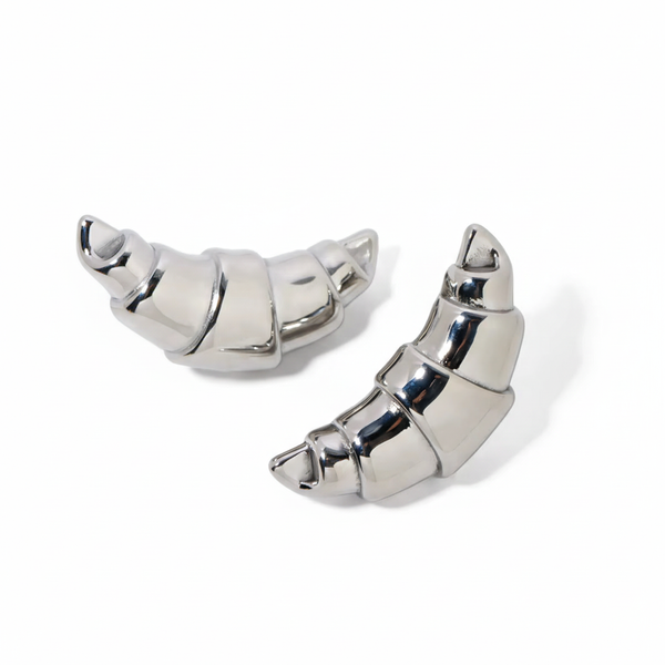 Aretes Plateados Croissant Curvo