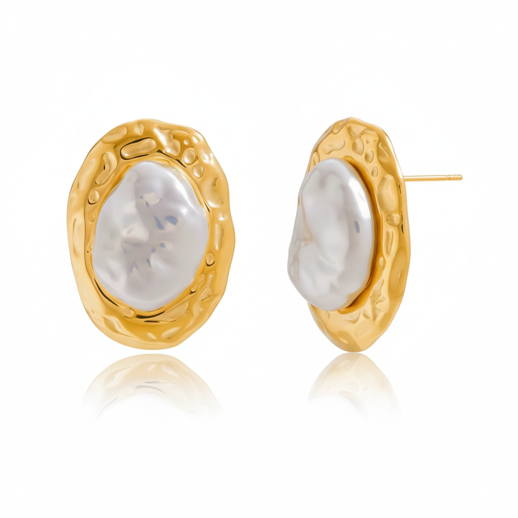 Aretes Oval Perla Barroca
