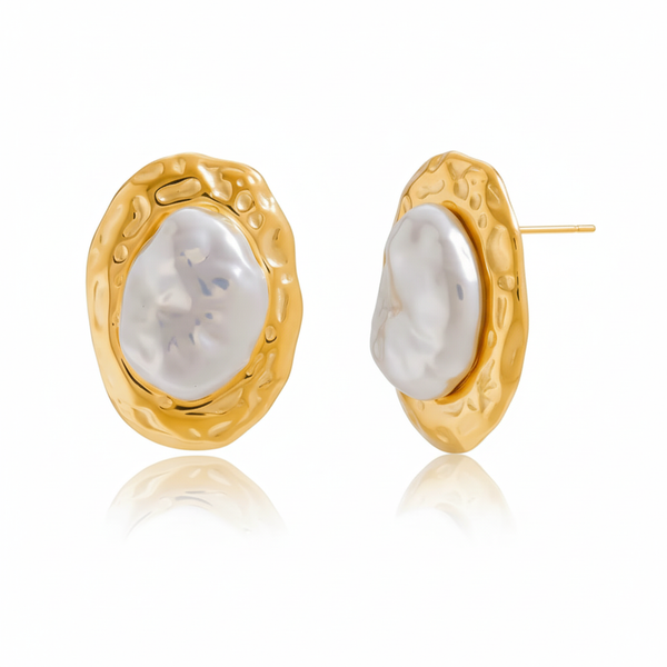 Aretes Oval Perla Barroca
