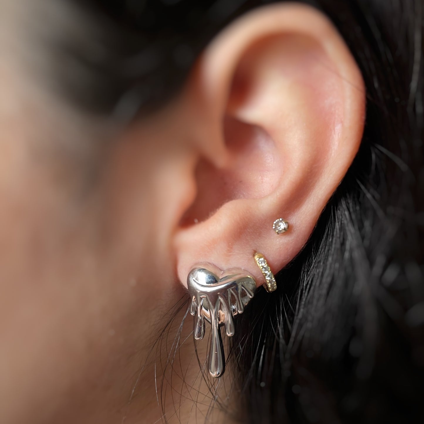 Heart water Drop stud