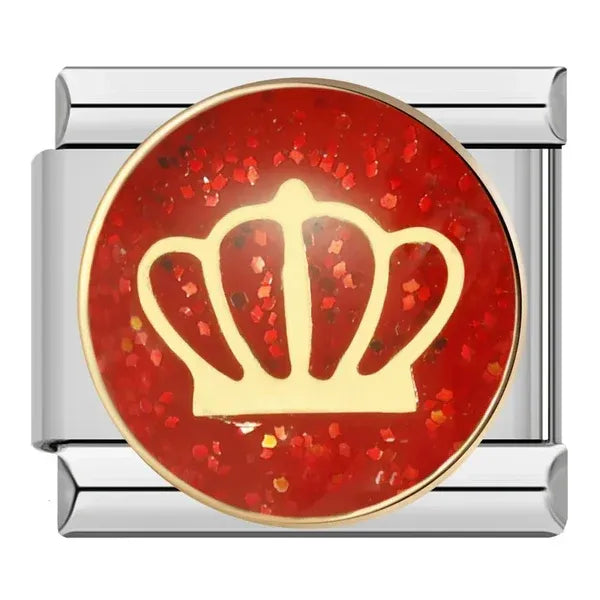 Charm Plateado Corona Roja