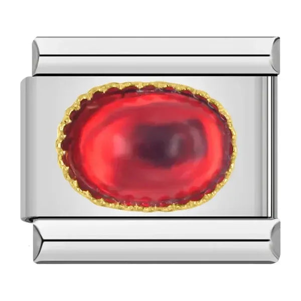 Charm Plateado Ágata Roja