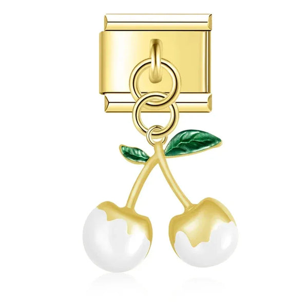 Charm colgante cerezas blancas