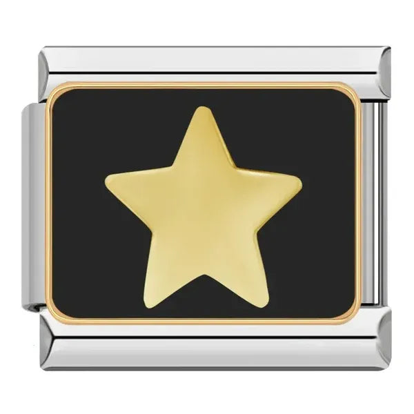 Charm Estrella Dorada En Fondo Negro