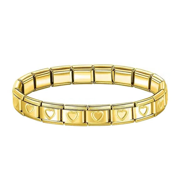 Brazalete Italiano Corazones Dorados