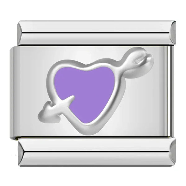 Charm Corazón Flecha Morado